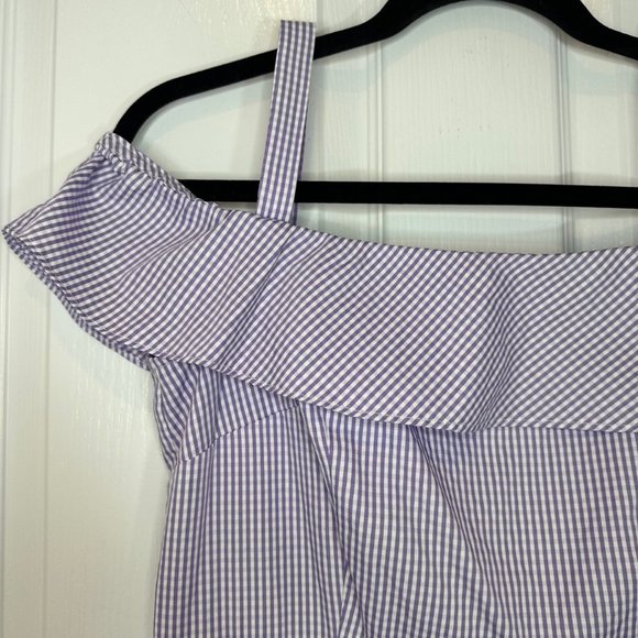 Donna Morgan for Anthropologie Lavender Gingham Flutter Dress 4 - Picture 10 of 13